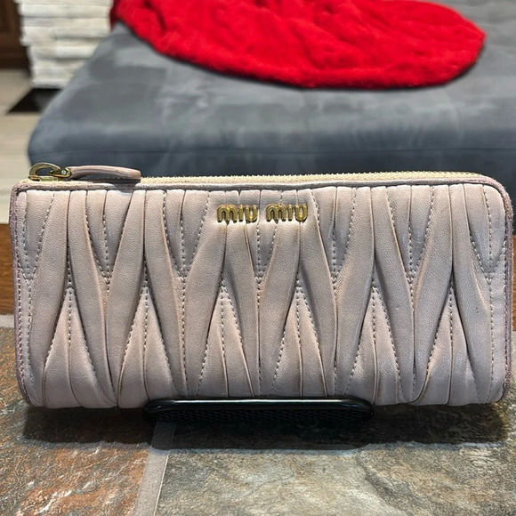 Miu Miu Handbags - Miu Miu Leather Zip Around Wallet GUC